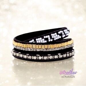 Stella & Dot Emma Triple Black Wrap Bracelet